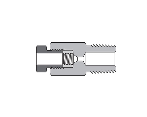 [SS-FMA-MF4-NS12] 316 SS, FITOK AMH Series Adapter Fitting, Female to Male, 1/4" Female 20M Series Medium Pressure Coned and Threaded Connection × 3/4 Male NPT